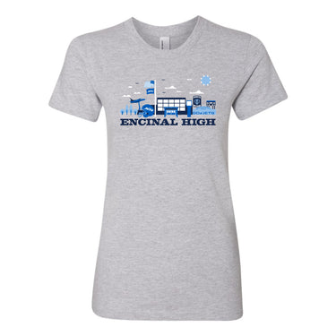 ENCINAL HIGH SCHOOL CITYSCAPE WOMENS T-SHIRT